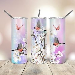 Birds and Butterflies 20 Oz Tumbler , Gift For Lover, Gift For Her