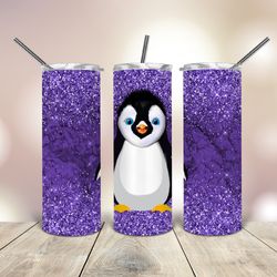 Penguin Purple Glitter 20 Oz Tumbler , Gift For Lover, Gift For Her