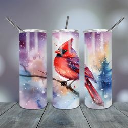 Red Cardinal Snow Tumbler 20 Oz, Gift For Lover, Gift For Her