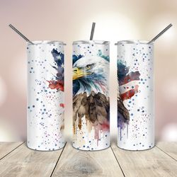 Watercolor Patriotic Eagle 20 Oz skinny Tumbler , Gift For Lover, Gift For Her