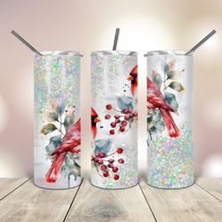 Watercolor Red Cardinal  20 Oz skinny Tumbler , Gift For Lover, Gift For Her