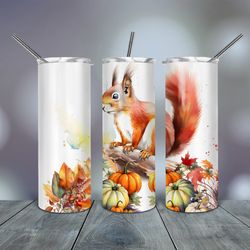 Watercolor Squirrel Tumbler  20 Oz skinny, Gift For Lover, Gift For Her