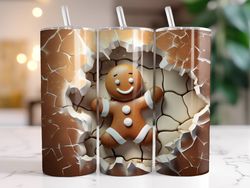 3D Gingerbread Man Tumbler, 20 oz Skinny Tumbler, Gift For Lover, Gift For Her