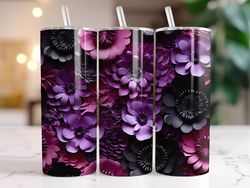 3D Purple Floral Tumbler, 20 oz Skinny Tumbler, Gift For Lover, Gift For Her