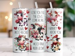 Baby Cow Valentine Tumbler, 20 oz Skinny Tumbler, Gift For Lover, Gift For Her