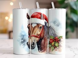 Christmas Horse Tumbler, 20 oz Skinny Tumbler, Gift For Lover, Gift For Her