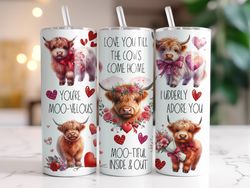 Highland Cows Valentine Tumbler, 20 oz Skinny Tumbler, Gift For Lover, Gift For Her