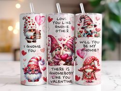 Valentine Gnomes Tumbler, 20 oz Skinny Tumbler, Gift For Lover, Gift For Her