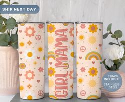 Retro Girl Mama Tumbler, Floral Mama Tumbler, Mothers Day Gift Ideas