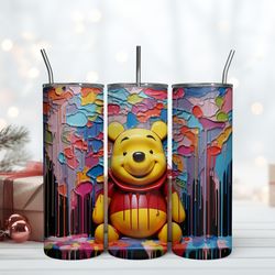 Winnie The Pooh Dripping Tumbler, Skinny Tumbler, Birthday Cup, Tumbler Gift Mug