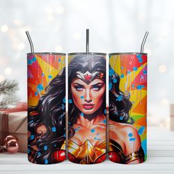 Wonder Woman Tumbler, Skinny Tumbler, Birthday Cup, Tumbler Gift Mug