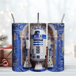 3D Robot R2D2 Tumbler, Birthday Gift Mug, Skinny Tumbler, Gift For Kids