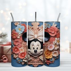 Floral Frame Minnie Mouse 20oz Disneyland Minnie 20oz Tumbler, Birthday Gift Mug, Skinny Tumbler, Gift For Kids