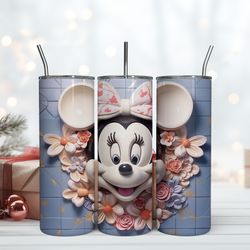 Skinny White Pink Minnie Mouse Tumbler Disney Tumbler 20oz, Birthday Gift Mug, Skinny Tumbler, Gift For Kids