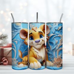 3D Floral Simba Tumbler, Disney The LionSkinny 20oz Tumbler, Birthday Gift Mug, Skinny Tumbler, Gift For Kids