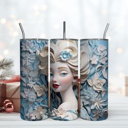 3D Elsa Queen Tumbler, Birthday Gift Mug, Skinny Tumbler, Gift For Kids