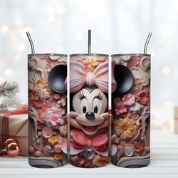 3D Inflated Minnie Mouse Tumbler, Birthday Gift Mug, Skinny Tumbler, Gift For Kids