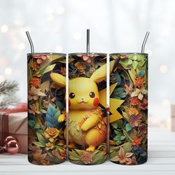 Cute 3D Pikachu Tumbler 20oz Pokemon 20oz, Birthday Gift Mug, Skinny Tumbler, Gift For Kids, Gift for Lover