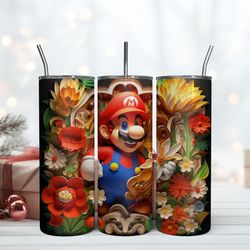 3D Inflated Retro Mario Tumbler Mario Game Tumbler 20oz, Birthday Gift Mug, Skinny Tumbler, Gift For Kids, Gift for Love