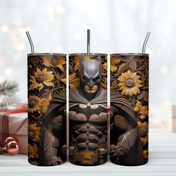 3D Inflated Batman Sunflower Tumbler 20oz , Birthday Gift Mug, Skinny Tumbler, Gift For Kids, Gift for Lover