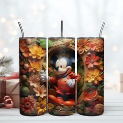 3D Inflated Mickey In The Hole Flower 20oz Mickey Disney 20oz, Birthday Gift Mug, Skinny Tumbler, Gift For Kids