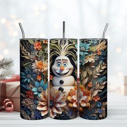 3D Inflated Funny Olaf Tumbler 20oz Olaf Frozen 20oz, Birthday Gift Mug, Skinny Tumbler, Gift For Kids, Gift for Lover