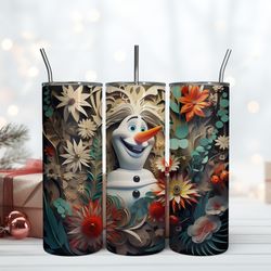 Olaf 3D Inflated 20oz Frozen Characters Tumbler 20oz Instand, Birthday Gift Mug, Skinny Tumbler, Gift For Kids, Gift for