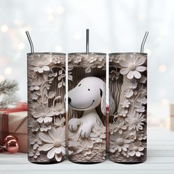 White Background With Snoopy 20oz Tumbler Snoopy, Birthday Gift Mug, Skinny Tumbler, Gift For Kids, Gift for Lover