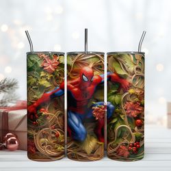 3D Spider Man Climb The Wall Tumbler 20oz Spider Man Marvel Tumbler 20oz, Birthday Gift Mug, Skinny Tumbler