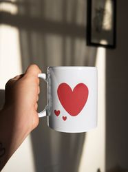 Love Heart Mug, Gift For Her, Mothers Day Gift, Valentines Gift, Heart Coffee Mug, Birthday Gift