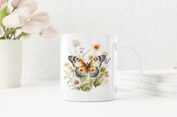 Boho Wildflowers Cottagecore Coffee Mug, Pressed Flowers Mug, Pastel Floral Nature Mug, Botanical Tea Cup, Flower Garden