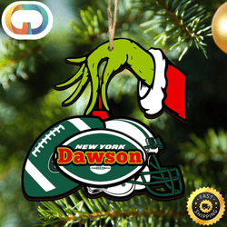 NCAA New York Jets Personalized Your Name Grinch And Football Ornament