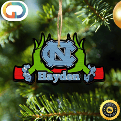 NCAA North Carolina Tar Heels Grinch Christmas Ornament Personalized Your Name