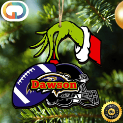 NFL Baltimore Ravens Personalized Your Name Grinch And Football Ornament