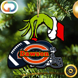 NFL Chicago Bears Personalized Your Name Grinch And Football Ornament