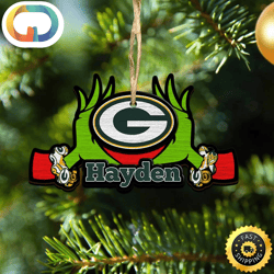 NFL Green Bay Packers Grinch Christmas Ornament Personalized Your Name