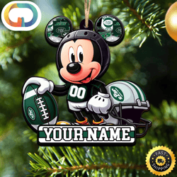 NFL New York Jets Mickey Mouse Ornament Personalized Your Name