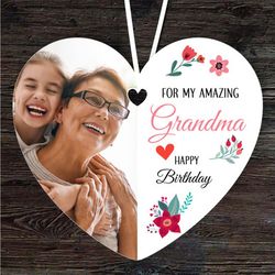 Amazing Grandma Half Heart Photo Birthday Gift Heart Personalised Ornament