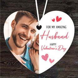 amazing husband red hearts photo valentines gift heart personalised ornament