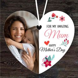 Amazing Mum Half Heart Photo Mothers Day Gift Heart Personalised Ornament
