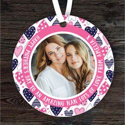 amazing nan mothers day gift hearts photo round personalised ornament