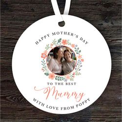 Best Mummy Floral Photo Frame Mothers Day Gift Round Personalised Ornament