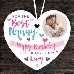 best nanny birthday photo gift heart personalised ornament