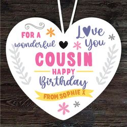 Cousin Happy Birthday Gift Love You Heart Personalised Ornament