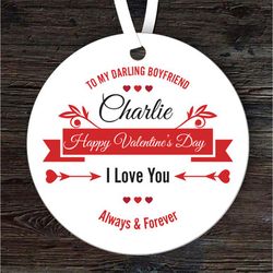 Darling Boyfriend Valentines Day Gift Round Personalised Ornament