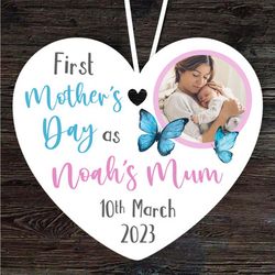 First Mothers Day Gift Mum Photo Butterfly Heart Personalised Ornament