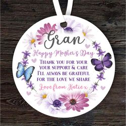 Gift For Gran Mothers Day Flower Wreath Round Personalised Ornament