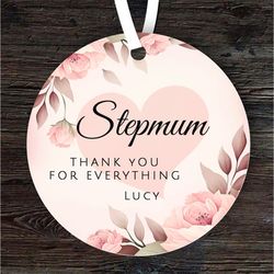 Gift For Stepmum Thank You Floral Round Personalised Ornament