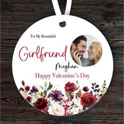Girlfriend Red Floral Photo Frame Valentines Day Gift Personalised Ornament