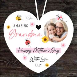 Grandma Cute Insects Photo Frame Mothers Day Gift Heart Personalised Ornament